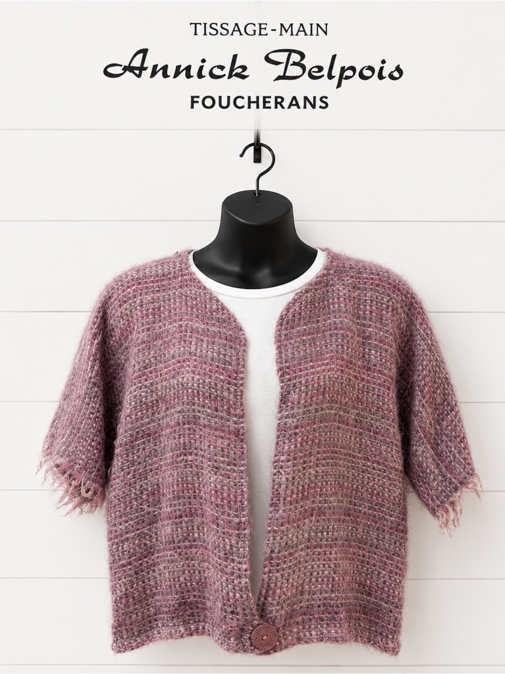 ANNICK BELPOIS Handwoven Pink Tweed Jacket One Size